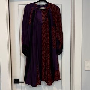 Natalie Martin Purple and Red Long Sleeve Dress